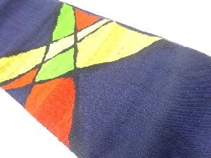 アンティーク　手織り真綿紬抽象模様織出し名古屋帯